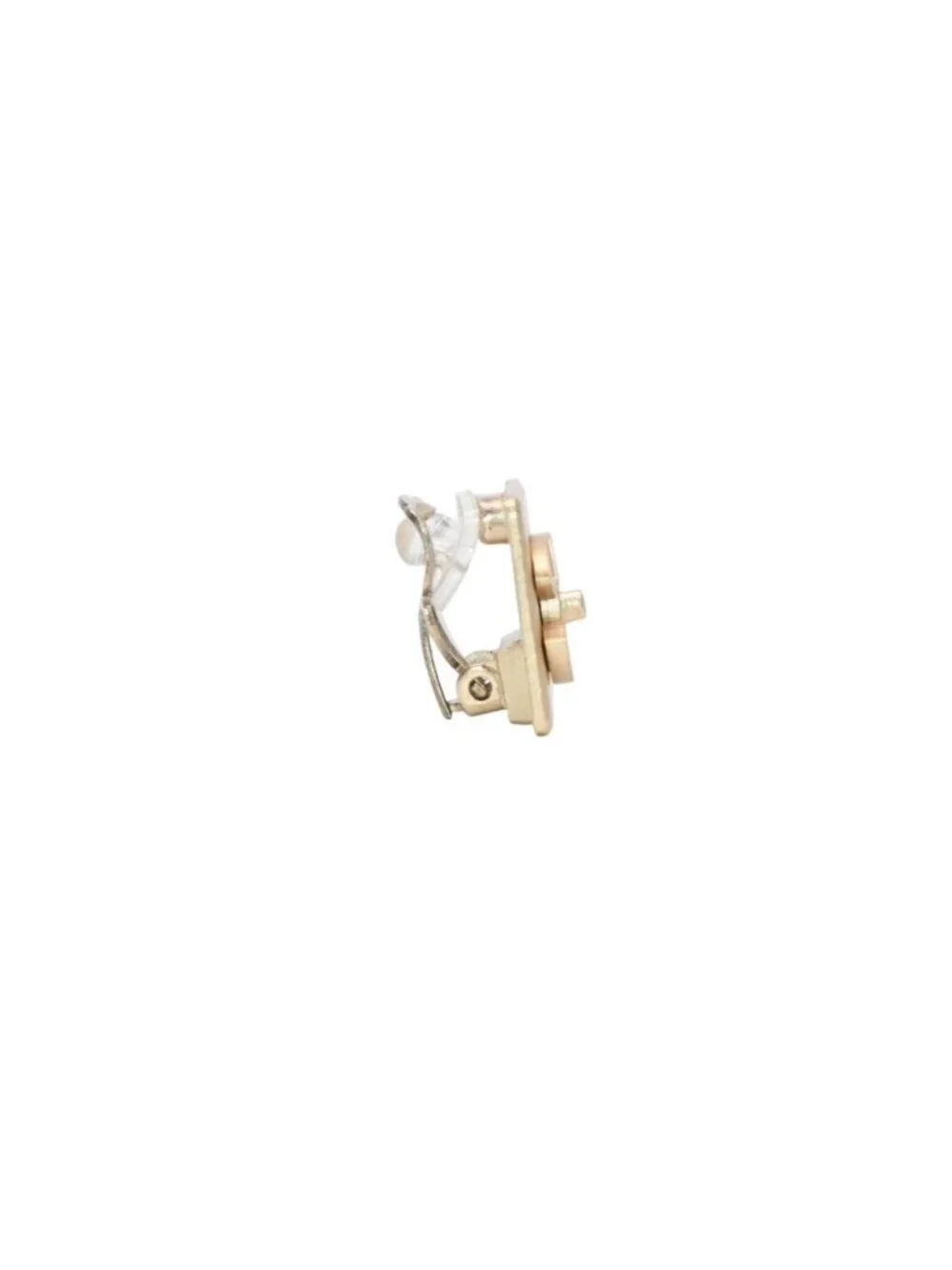 Chanel Earrings Logo Turnlock Square CC Gold Clip on CC